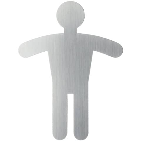 Pittogramma adesivo DURABLE 90 x 120 mm acciaio inossidabile spazzolato argento metallizzato WC uomini - 495123